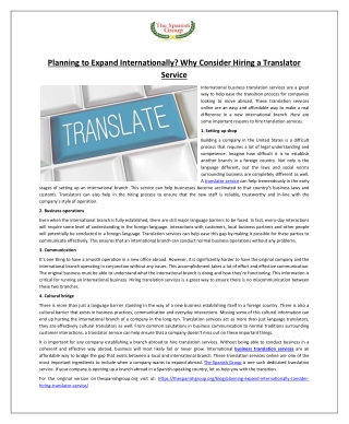 Planning to Expand Internationally? Why Consider Hiring a Translator Service