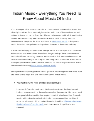 Indian Music - Everything You Need To Know About Music Of India