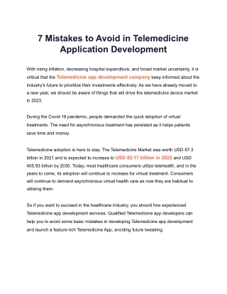 7 Mistakes to Avoid in Telemedicine Application Development