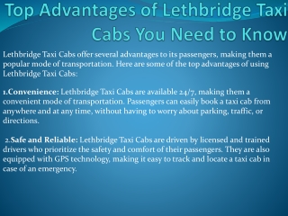 Top Advantages of Lethbridge Taxi Cabs You Need