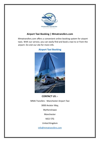 Airport Taxi Booking  Mmatransfers.com