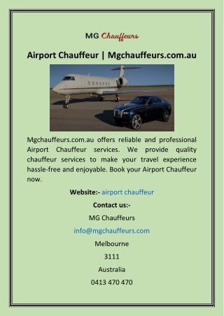 Airport Chauffeur  Mgchauffeurs.com