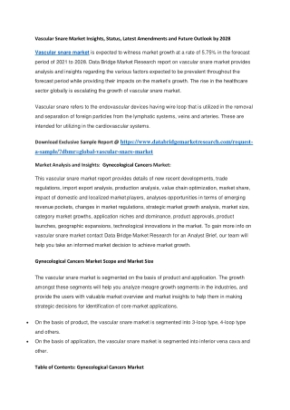 Vascular Snare Market Insights, Status, Latest Amendments and Future Outlook by 2028