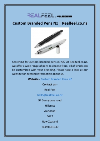 Custom Branded Pens Nz  Realfeel.co.nz