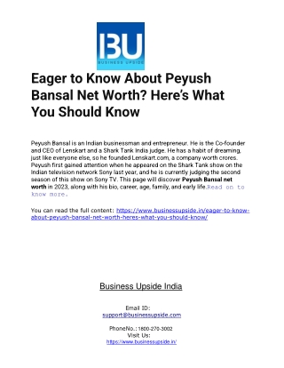 Eager to Know About Peyush Bansal