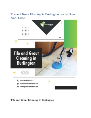 Tile and Grout Cleaning in Burlington can be Done Non Toxic