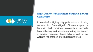 High Quality Polyurethane Flooring Service Cambridge  Cipkarepoxy.ca