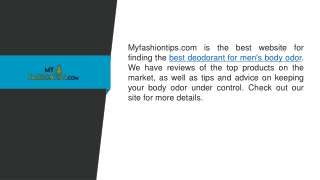 Best Deodorant For Men's Body Odor  Myfashiontips.com