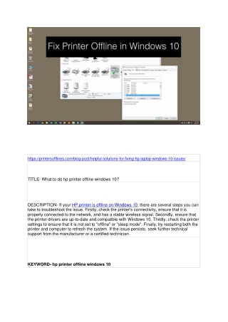 What to do hp printer offline windows 10?