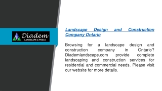 Landscape Design and Construction Company Ontario  Diademlandscape.com