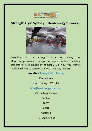 Strength Gym Sydney  Hardcoregym.com