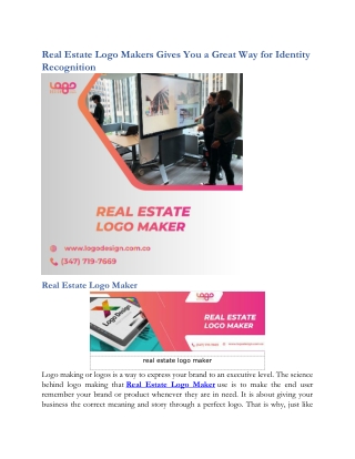 Real Estate Logo Makers Gives You a Great Way for Identity Recognition