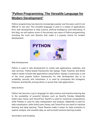 _Python Programming_ The Versatile Language for Modern Development_
