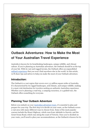 Outback Adventures_ How to Make the Most of Your Australian Travel Experience