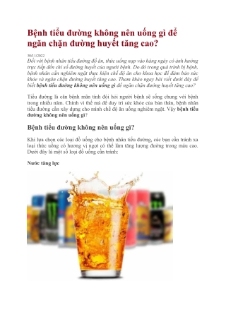 Bệnh tiểu đường không nên uống gì để ngăn chặn đường huyết tăng cao