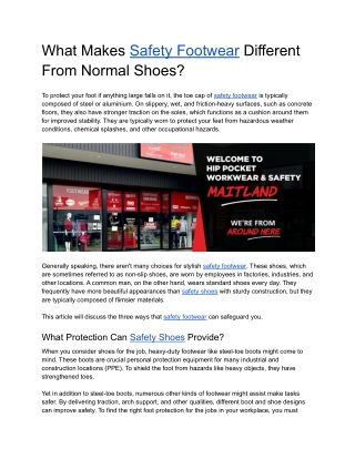 What Makes Safety Footwear Different From Normal Shoes