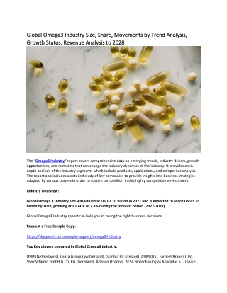 Global Omega3 Industry Size, Share, Movements by Trend Analysis, Growth Status.