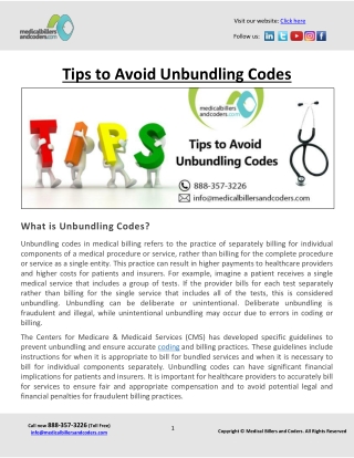 Tips to Avoid Unbundling Codes