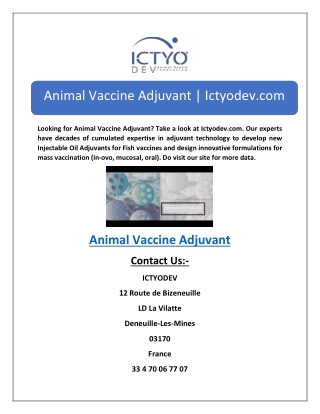 Animal Vaccine Adjuvant | Ictyodev.com