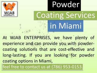 Powder Coating Services in Miami