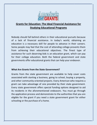 Grants for Education- The Ideal Financial Assistance for Studying Educational Programs