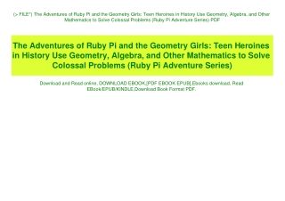 (P.D.F. FILE) The Adventures of Ruby Pi and the Geometry Girls Teen Heroines in History Use Geometry  Algebra  and Other
