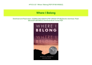 #^R.E.A.D.^ Where I Belong [PDF EPUB KINDLE]