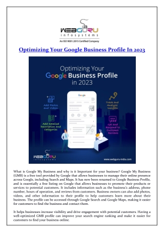 Optimizing Your Google Business Profile In 2023