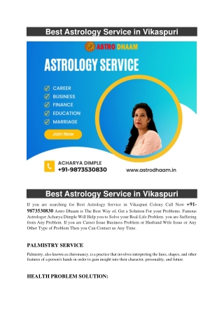 Best Astrology Service in Vikaspuri  91-9873530830