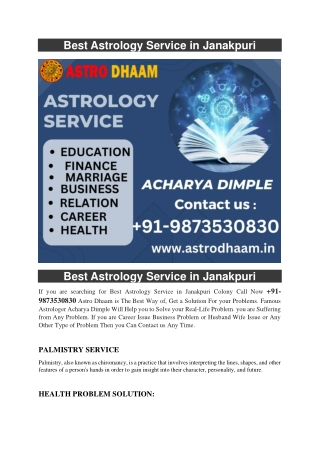 Best Astrology Service in Janakpuri  91-9873530830