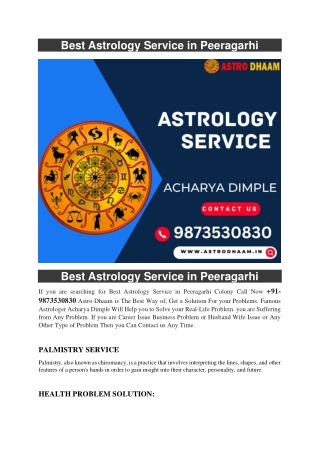 Best Astrology Service in Peeragarhi   91-9873530830