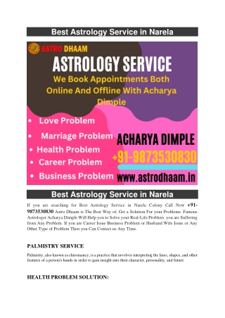 Best Astrology Service in Narela+91-9873530830