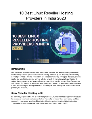 10 Best Linux Reseller Hosting Provider in India 2023