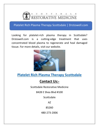 Platelet Rich Plasma Therapy Scottsdale | Drstowell.com