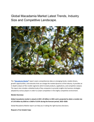 Global Macadamia Market