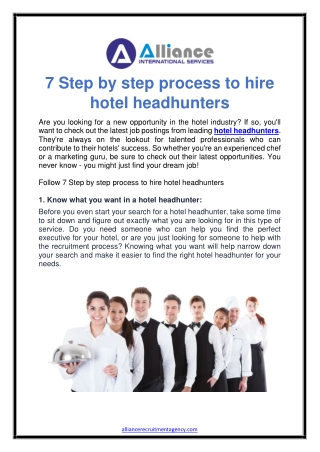 7 Step by step process to hire hotel headhunters