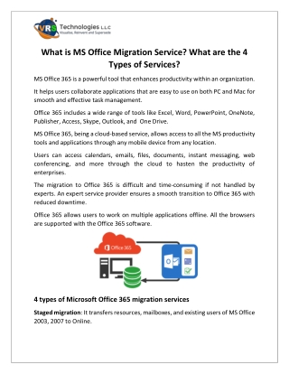 What is MS Office Migration Service  What are the 4 Types of Services