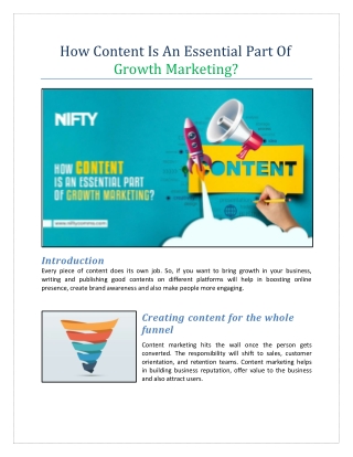 How Content Is An Essential Part Of Growth Marketing