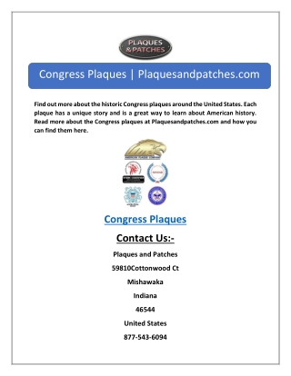 Congress Plaques | Plaquesandpatches.com