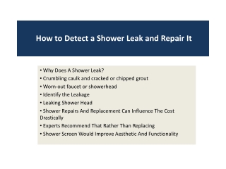 How to Detect a Shower Leak and Repair It