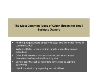 The Most Common Types of Cyber Threats for Small Business Owners