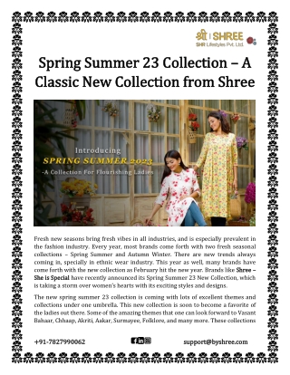 Spring Summer 23 Collection – A Classic New Collection from Shree