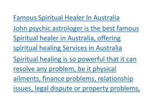 Famous Spiritual Healer In Australia