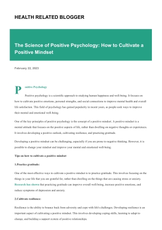 The Science of Positive Psychology: How to Cultivate a Positive Mindset