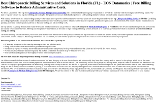 Best Chiropractic Billing Services and Solutions in Florida (FL) - EON Datamatic