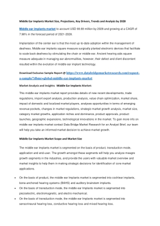 Middle Ear Implants Market Size, Projections, Key Drivers, Trends and Analysis by 2028