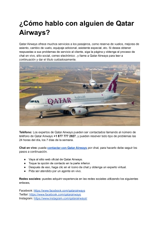 ¿Cómo hablo con alguien de Qatar Airways?