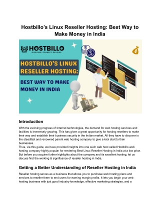 Hostbillo’s Linux Reseller Hosting_ Best Way to Make Money in India