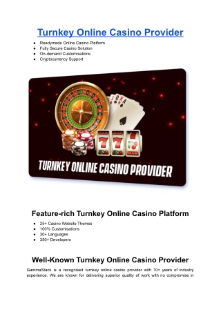 Turnkey Online Casino Provider