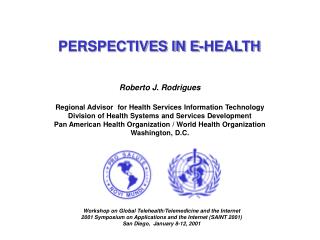 PERSPECTIVES IN E-HEALTH